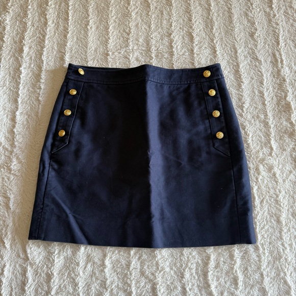 J. Crew Dresses & Skirts - J. Crew Navy Mini Skirt with Gold Buttons
